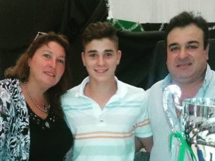 Julian Alvarez with his parents Mariana Alvarez and Gustavo Alvarez.